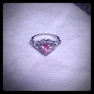 Pink Heart shaped silver plated Ring BRAND NEW